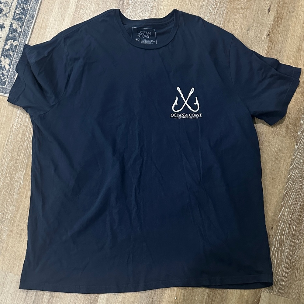 Men's Navy Blue T-Shirt ocean coast 3XL